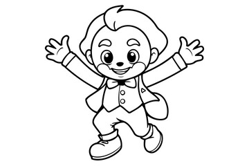 Vector illustration of a cute Joker drawing for colouring page