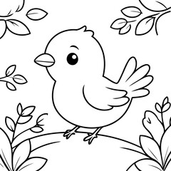 Vector illustration of a cute Bird doodle for toddlers coloring activity