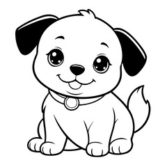 Cute vector illustration Puppy drawing for colouring page