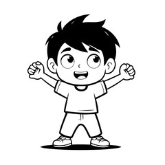 Vector illustration of a cute Boy drawing for kids colouring activity