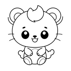 Vector illustration of a cute Kawaii doodle for kids colouring page