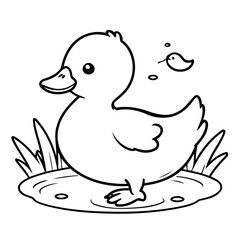 Cute vector illustration Duck doodle for kids coloring worksheet