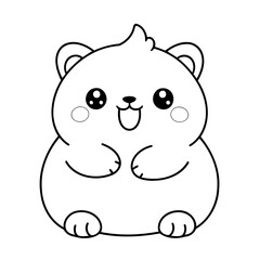Simple vector illustration of Kawaii outline for colouring page