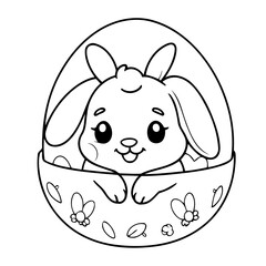 Cute vector illustration Bunny drawing for colouring page