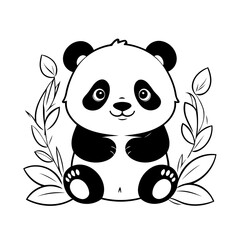 Cute vector illustration Panda for kids colouring worksheet