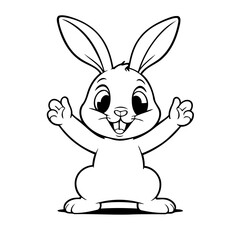 Vector illustration of a cute Rabbit drawing for kids colouring page