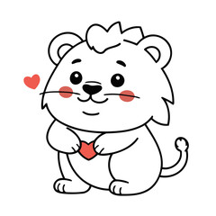 Naklejka premium Cute vector illustration Lion for kids coloring activity page