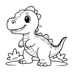 Simple vector illustration of Dino for kids colouring worksheet