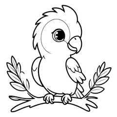 Simple vector illustration of Parrot doodle for toddlers worksheet