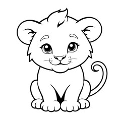 Cute vector illustration Lion drawing for toddlers coloring activity