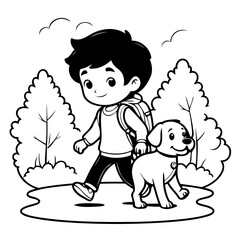 Vector illustration of a cute Boy drawing for kids colouring activity