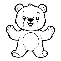 Cute vector illustration Bear hand drawn for kids coloring page