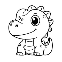 Vector illustration of a cute Dino doodle for children worksheet