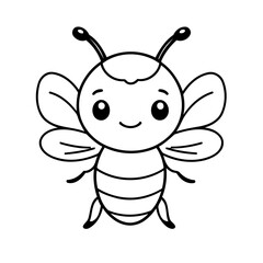 Vector illustration of a cute Bee drawing for kids colouring activity