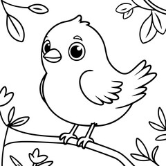 Cute vector illustration Bird hand drawn for kids coloring page