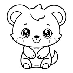 Simple vector illustration of Kawaii drawing for toddlers book