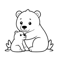 Simple vector illustration of Polarbear hand drawn for toddlers