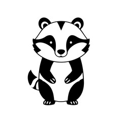 Vector illustration of a cute Badger doodle drawing for kids page
