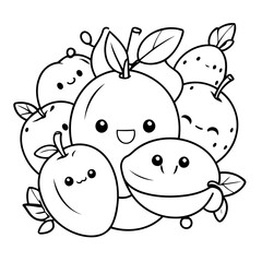 Cute vector illustration Kawaii hand drawn for kids coloring page