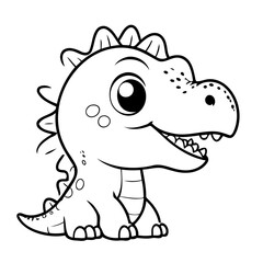 Cute vector illustration Dino doodle for kids colouring page