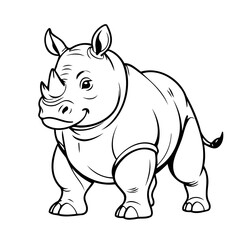 Cute vector illustration Rhino doodle for toddlers colouring page