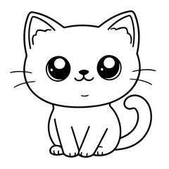 Vector illustration of a cute CreepyCat doodle drawing for kids page
