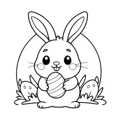 Cute vector illustration Bunny doodle black and white for kids page