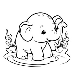 Cute vector illustration Elephant drawing for toddlers book