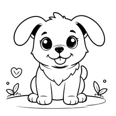 Vector illustration of a cute Puppy drawing for kids colouring activity