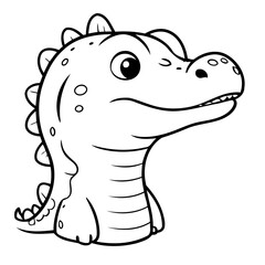 Vector illustration of a cute Alligator drawing for kids colouring page