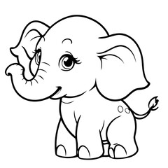 Vector illustration of a cute Elephant doodle for toddlers colouring page