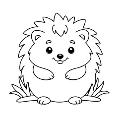 Cute vector illustration Hedgehog drawing for toddlers coloring activity