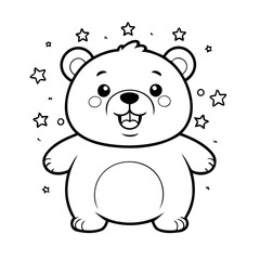 Cute vector illustration Bear doodle for kids colouring page