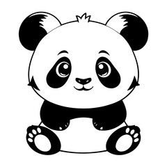 Simple vector illustration of Panda drawing colouring activity