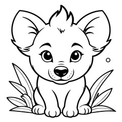 Vector illustration of a cute Hyena doodle for kids colouring page