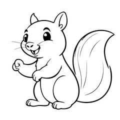 Vector illustration of a cute Squirrel drawing for toddlers coloring activity