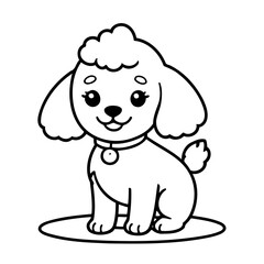 Vector illustration of a cute Poodle doodle drawing for kids page