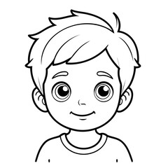 Simple vector illustration of Boy drawing for kids colouring page