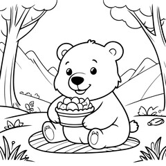 Vector illustration of a cute Bear doodle for children worksheet