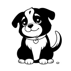 Vector illustration of a cute Puppy doodle for kids colouring page