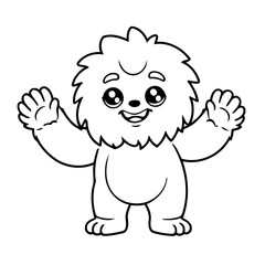 Fototapeta premium Cute vector illustration Yeti doodle for toddlers worksheet