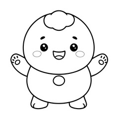 Fototapeta premium Simple vector illustration of Kawaii for kids colouring worksheet