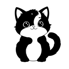 Simple vector illustration of Kitten colouring page for kids