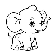 Cute vector illustration Elephant doodle for toddlers worksheet