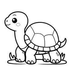 Cute vector illustration Turtle for kids coloring activity page