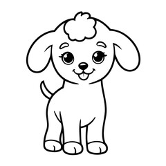 Vector illustration of a cute Poodle doodle for kids coloring worksheet