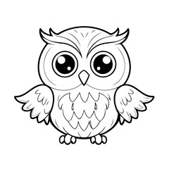 Cute vector illustration Owl for kids coloring activity page