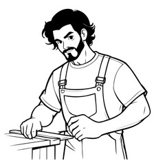 Simple vector illustration of Carpenter drawing for toddlers coloring activity