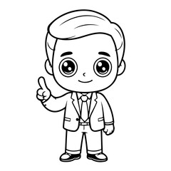 Cute vector illustration Businessman drawing for colouring page