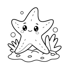 Simple vector illustration of StarFish for toddlers colouring page